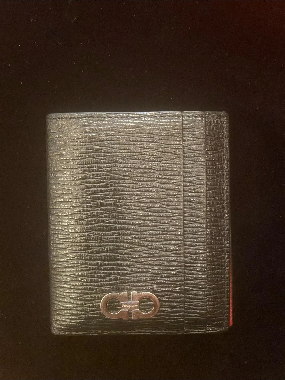 Men’s Salvatore Ferragamo Revival Gancini Bifold Wallet - Black & Red Calf Skin